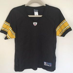 Pittsburg Steelers replica football Jersey V-neck NFL girl L LG 12 black Reebok